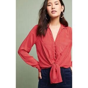 Anthropologie Maeve Matilda red petite dot blouse